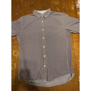 Tommy Hilfiger Long Sleeve Shirt Men's L Geometric Burgundy New York Fit Casual